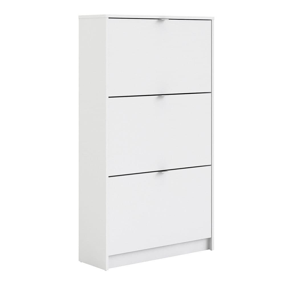 Footwear Shoe cabinet  w. 3 tilting doors and 2 layers in White